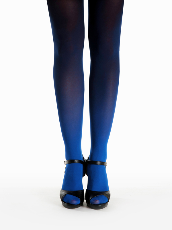 Blue-black ombre tights