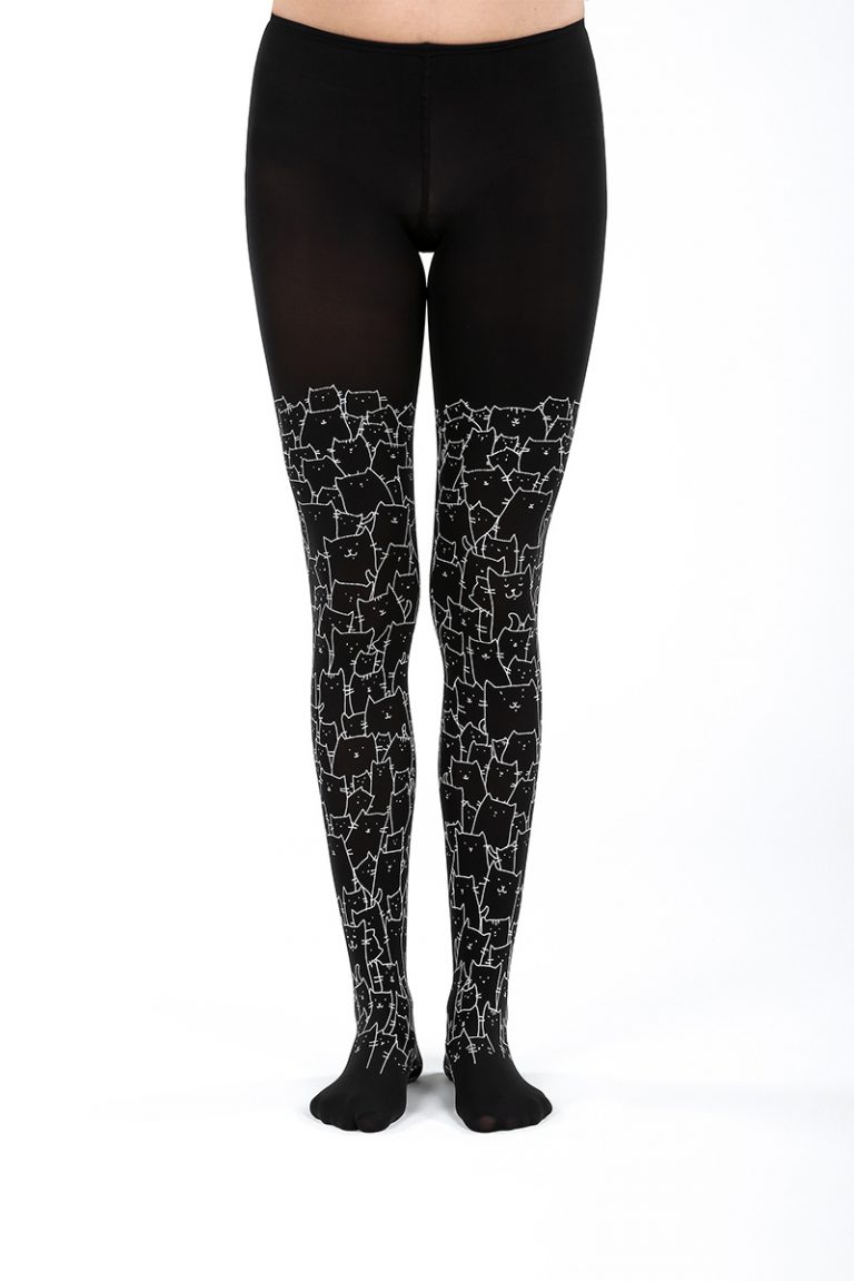 Clowder of cats, black - Virivee Tights - Unique tights designed and ...