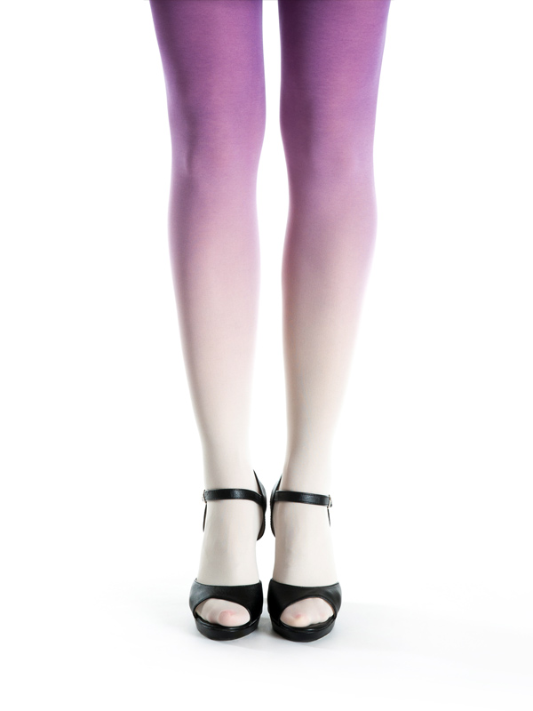 Ivory-purple ombre tights