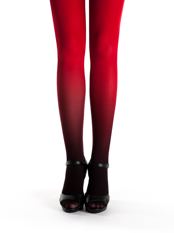 Black-red ombre tights