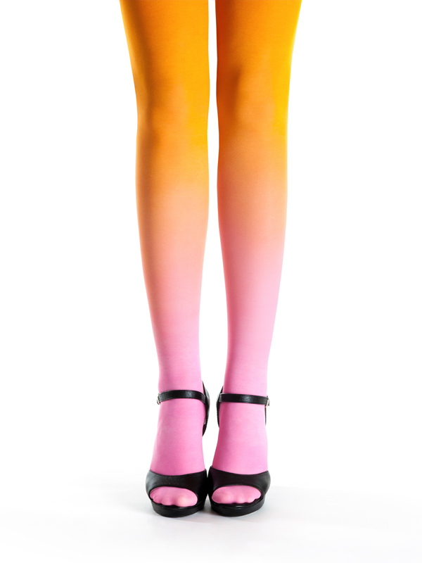 Pink-orange ombre tights