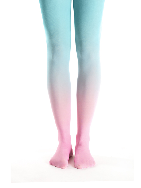 Pink-turquoise ombre tights