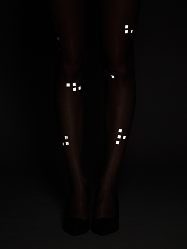 Rhea black reflective tights by Virivee