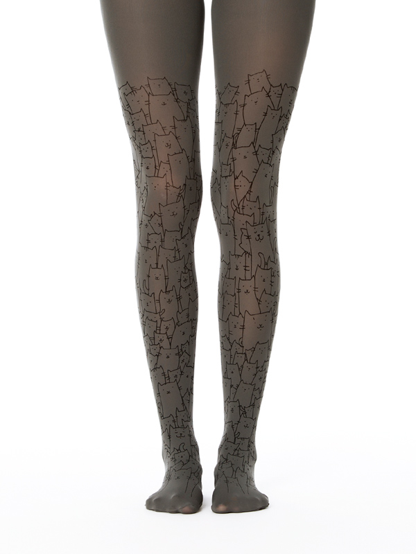 Clowder of cats, grey - Virivee Tights - Unique tights designed and ...