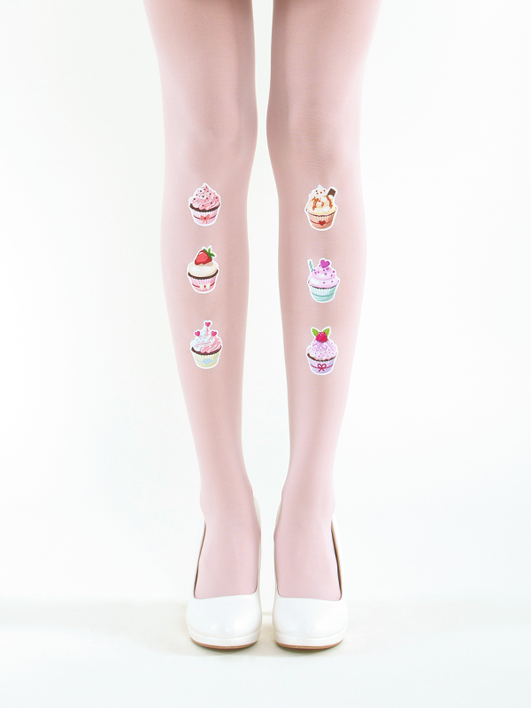 Cupcakes on rose tights