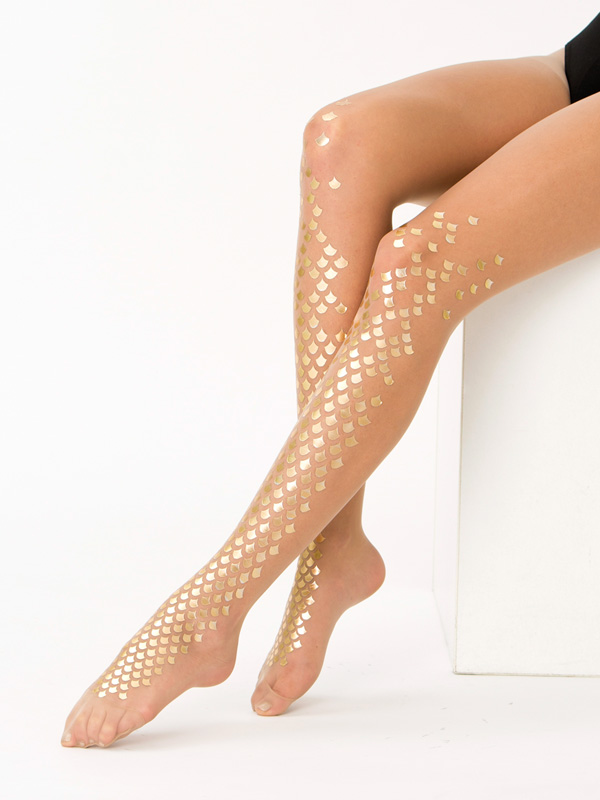 Gold feet mermaid tights - Virivee Tights - Unique tights designed