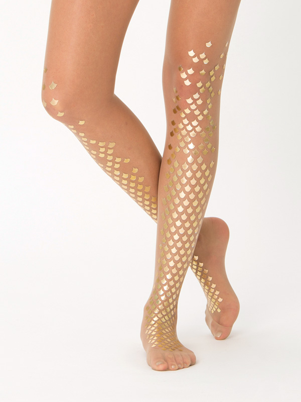Gold feet mermaid tights