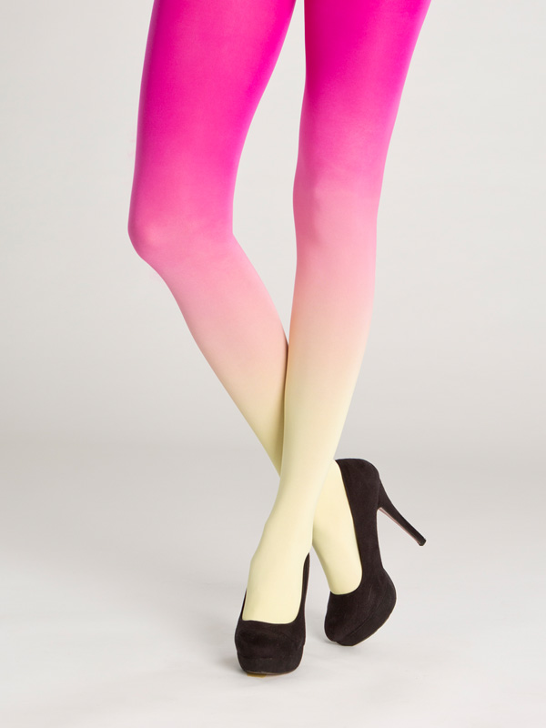 Yellow-magenta ombre tights