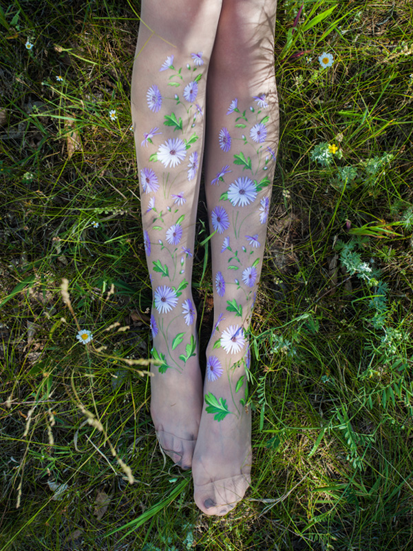 Purple flower tights by Virivee