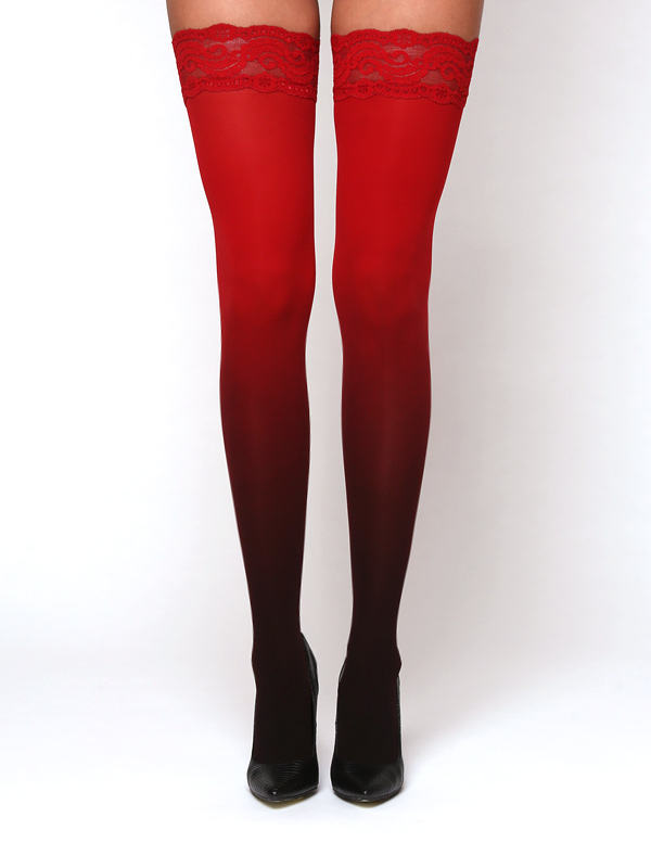 Black-red ombre thigh highs stockings