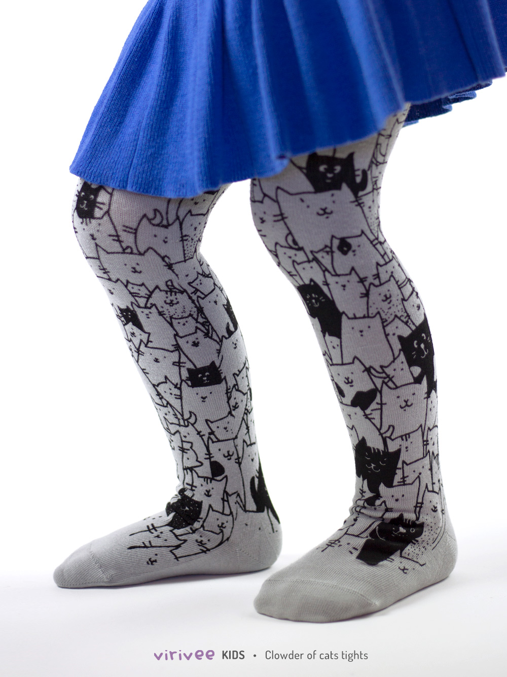 Clowder of cats tights in grey