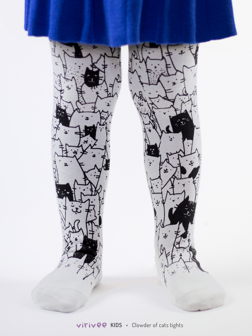 Clowder of cats tights in white