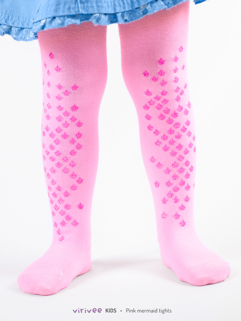 Glitter pink mermaid girls tights