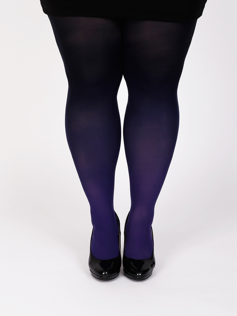 Plus size purple-black ombre tights