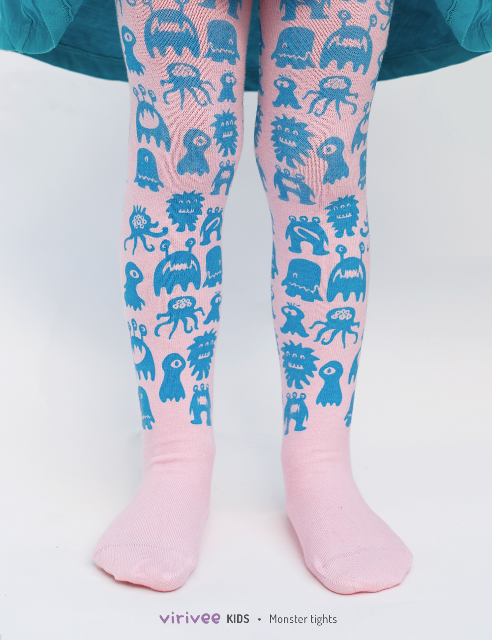 Pink monster tights for girls