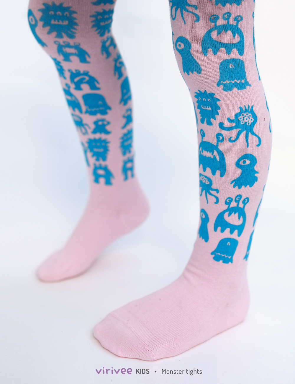 Cotton monster tights for girls