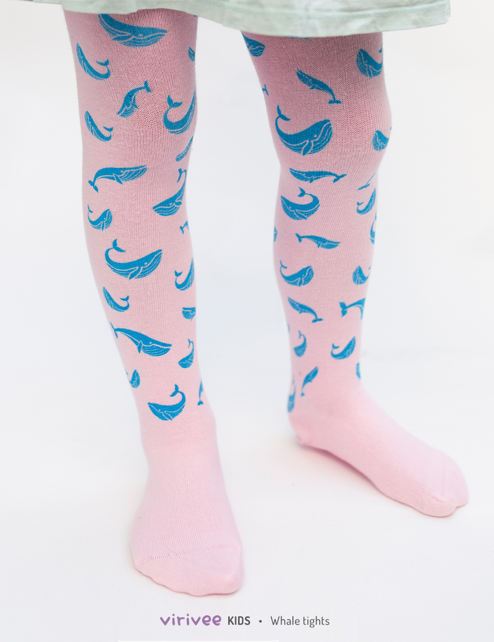 Pink whale tights for girls