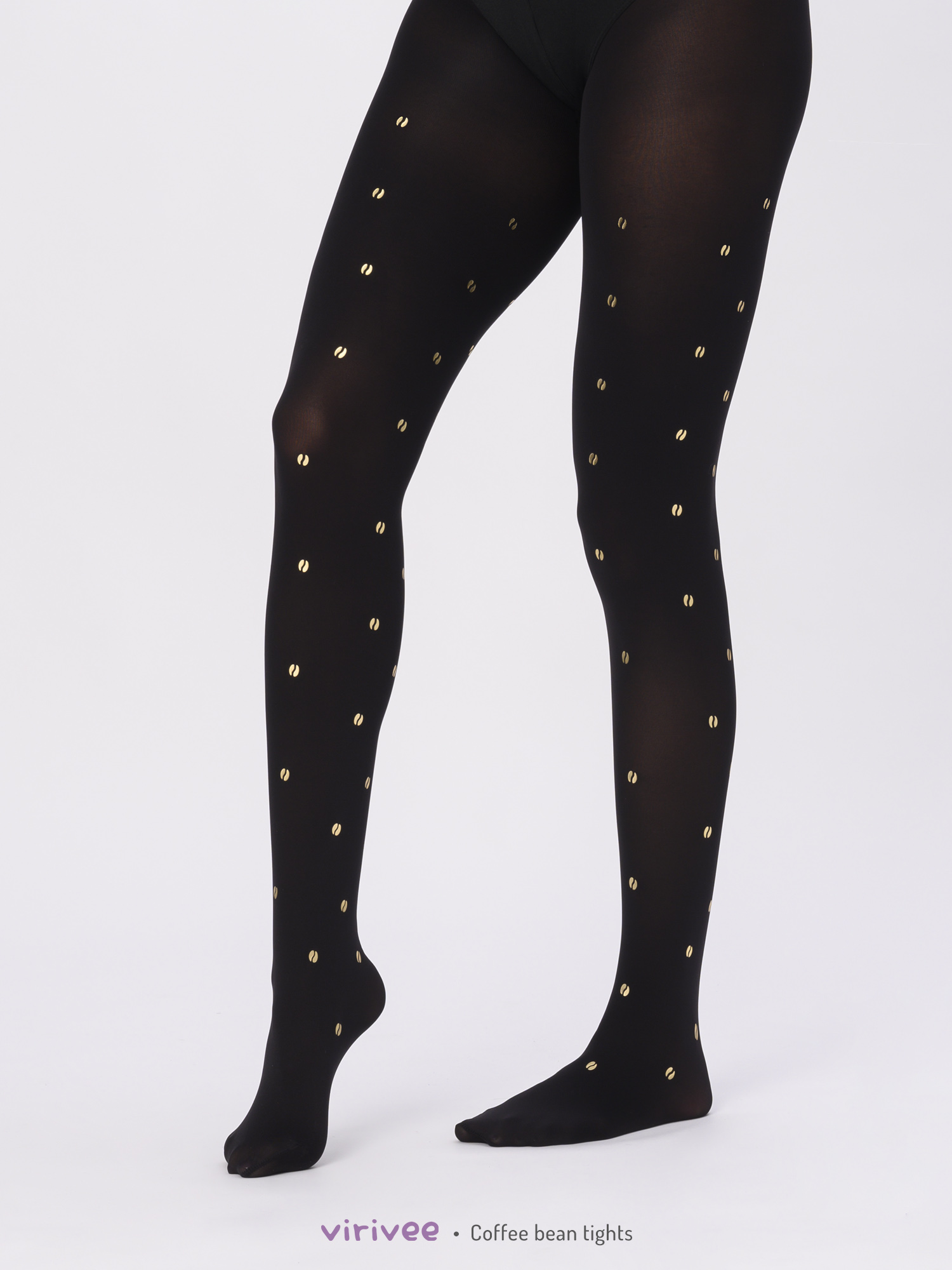 Coffee bean patterned tights, coffee lovers gift