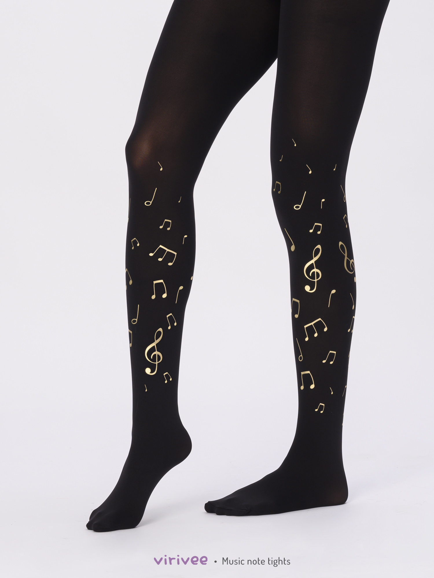 Golden music note tights by Virivee
