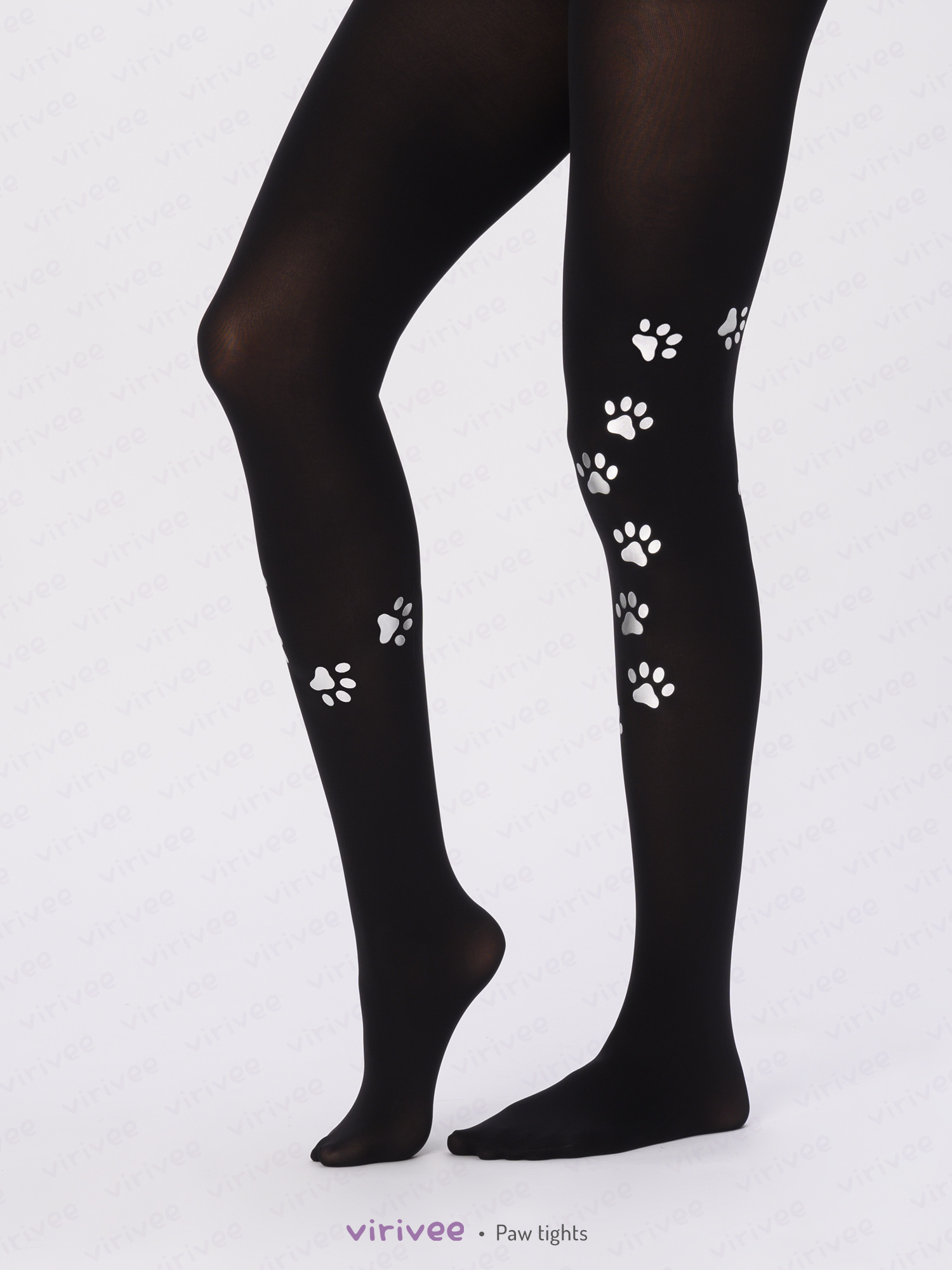 Tights with cat paw print