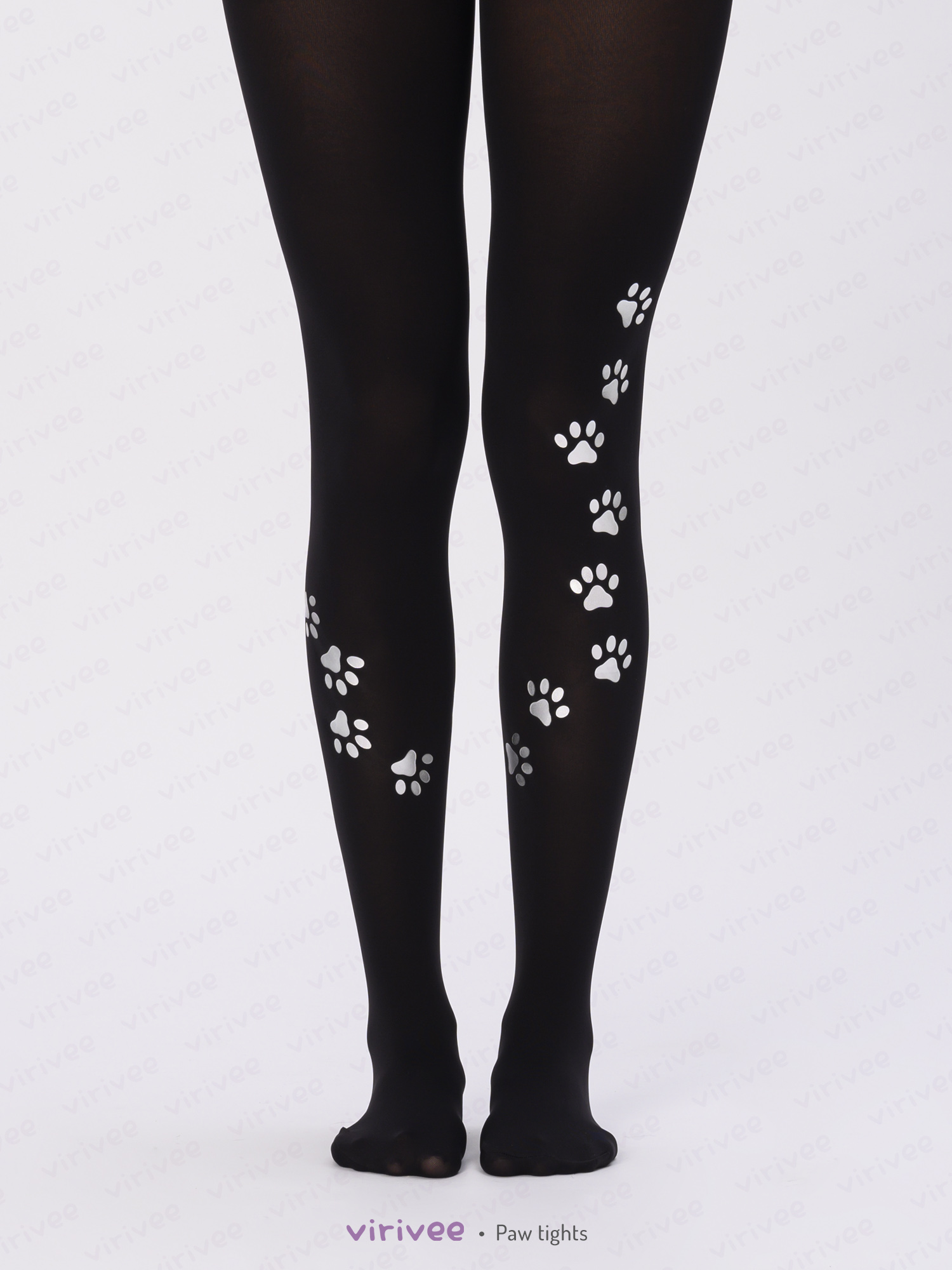 Paw print tights in silver or gold