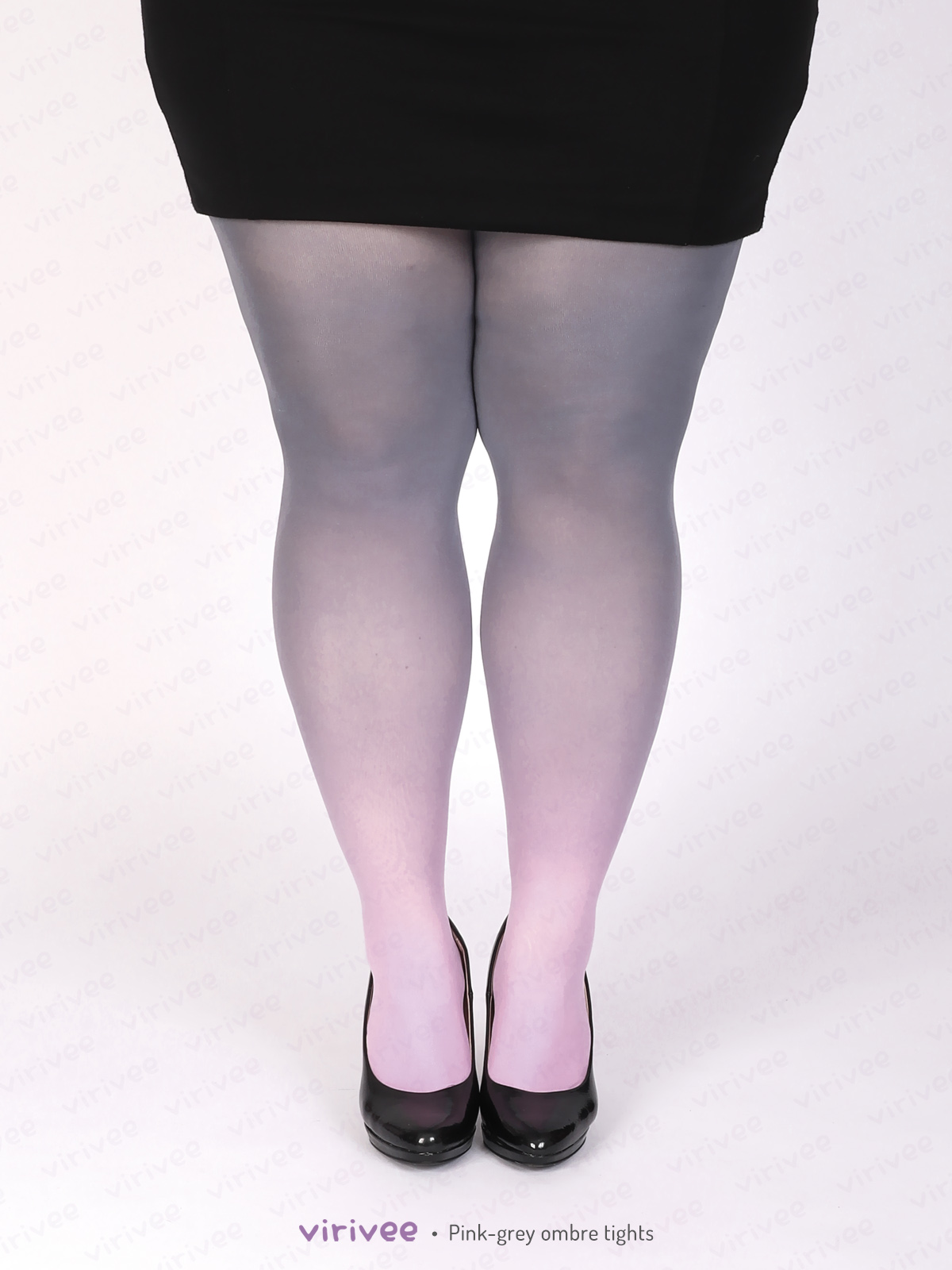 Plus size pink-grey ombre tights