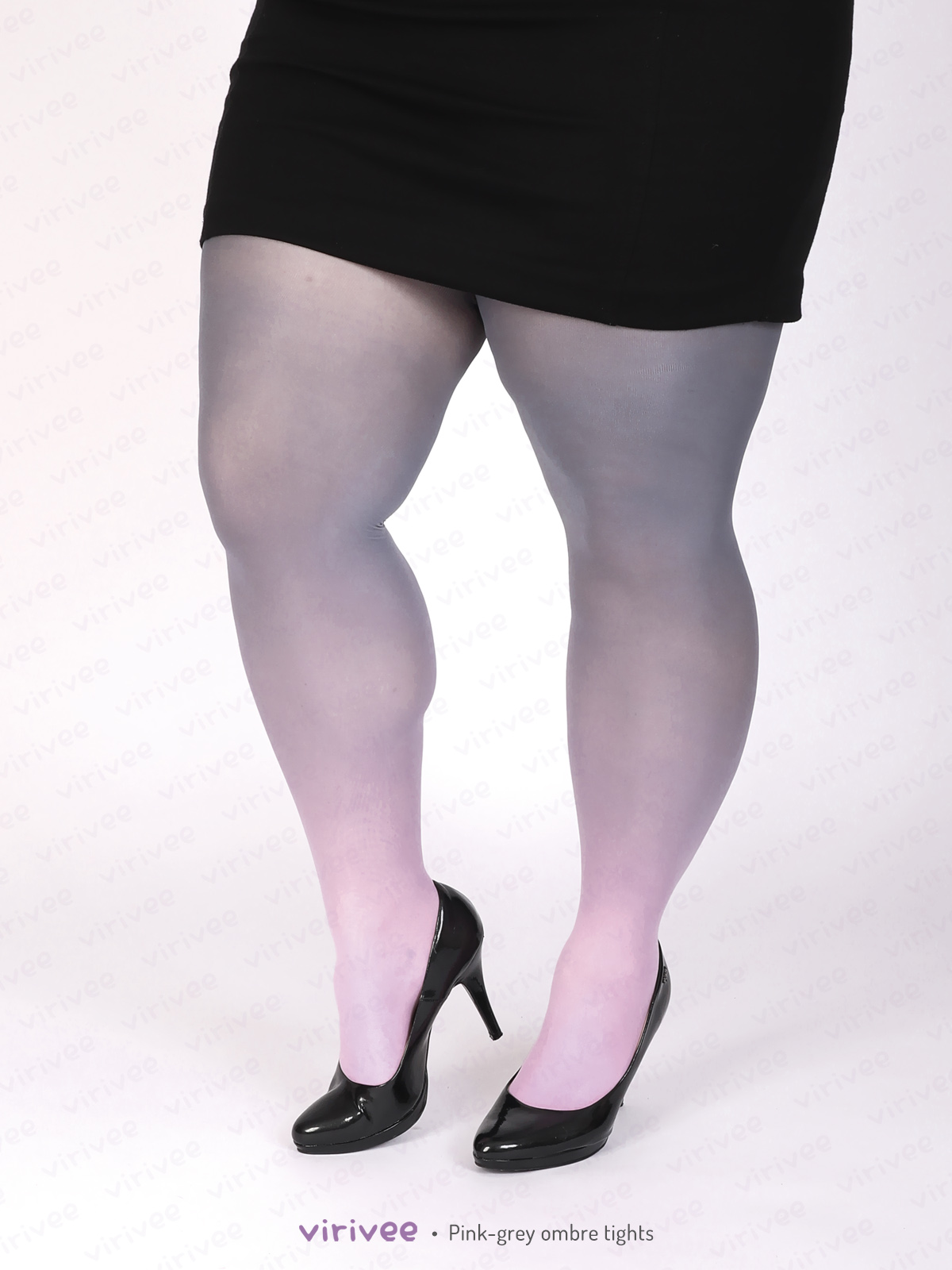 Plus size pink-grey tights