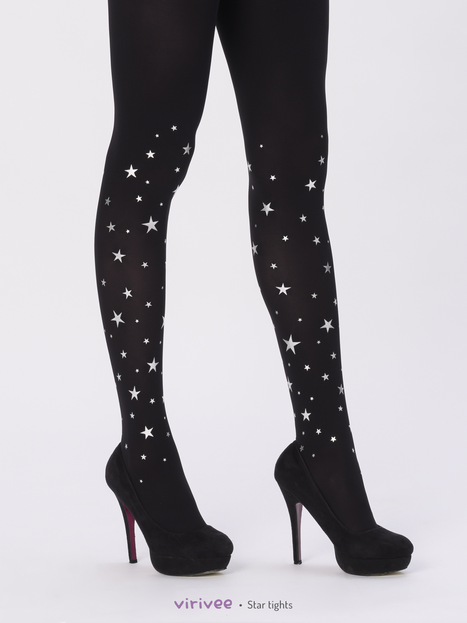Star tights with gold or silver print