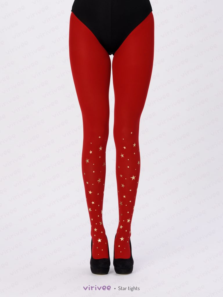 Red Star Tights With Gold Or Silver Print Virivee Tights Unique Tights Designed And Made In 4529