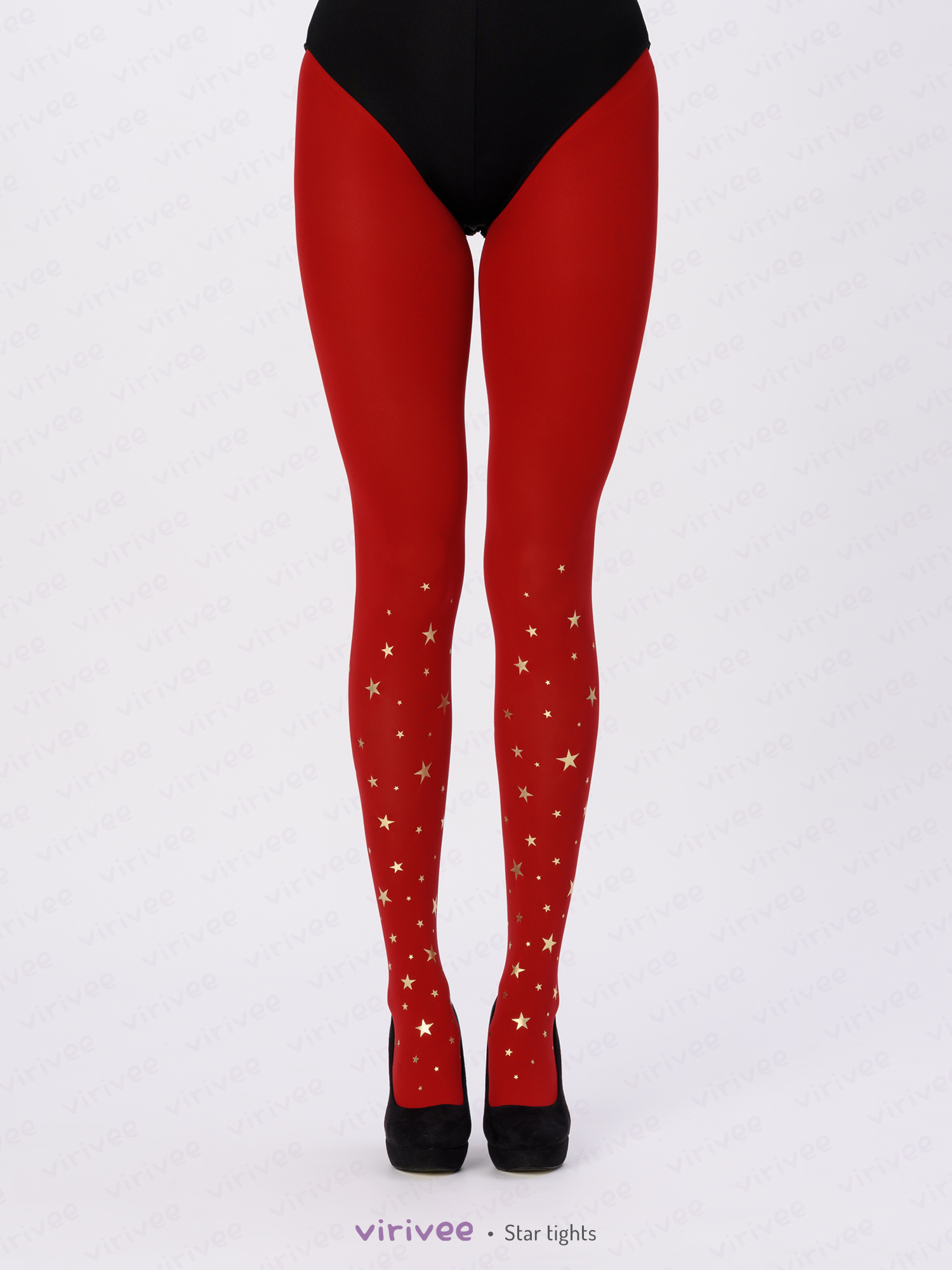 Red star Christmas tights by Virivee