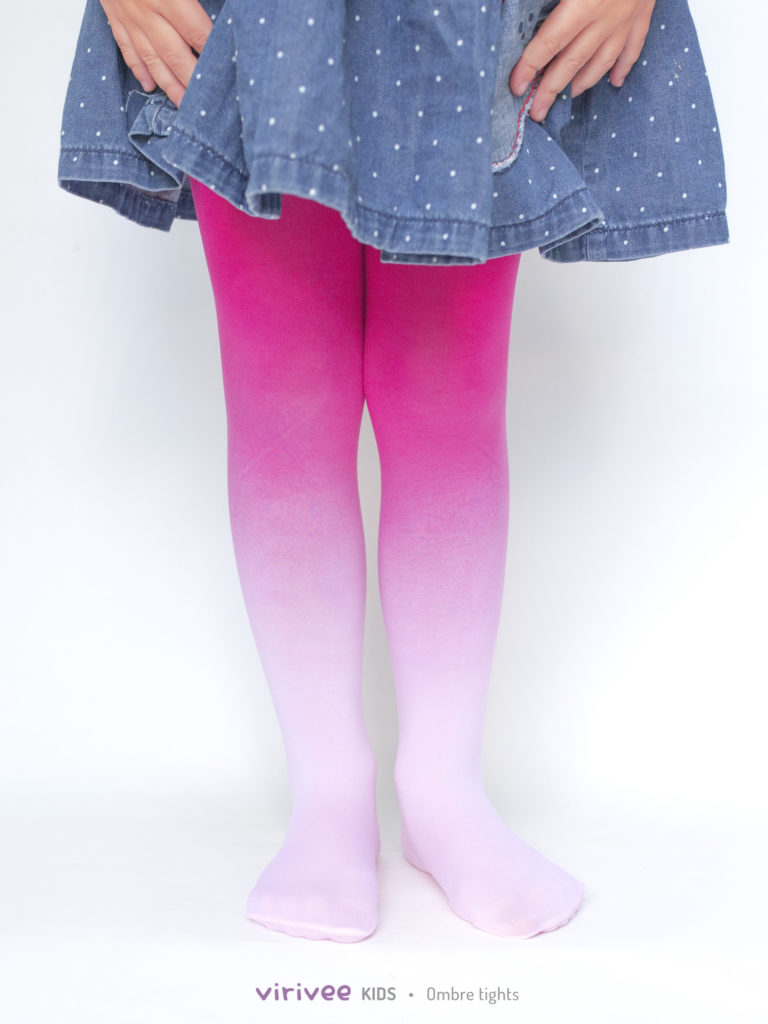Girls ombre tights pale pink-hot pink - Virivee Tights - Unique tights ...