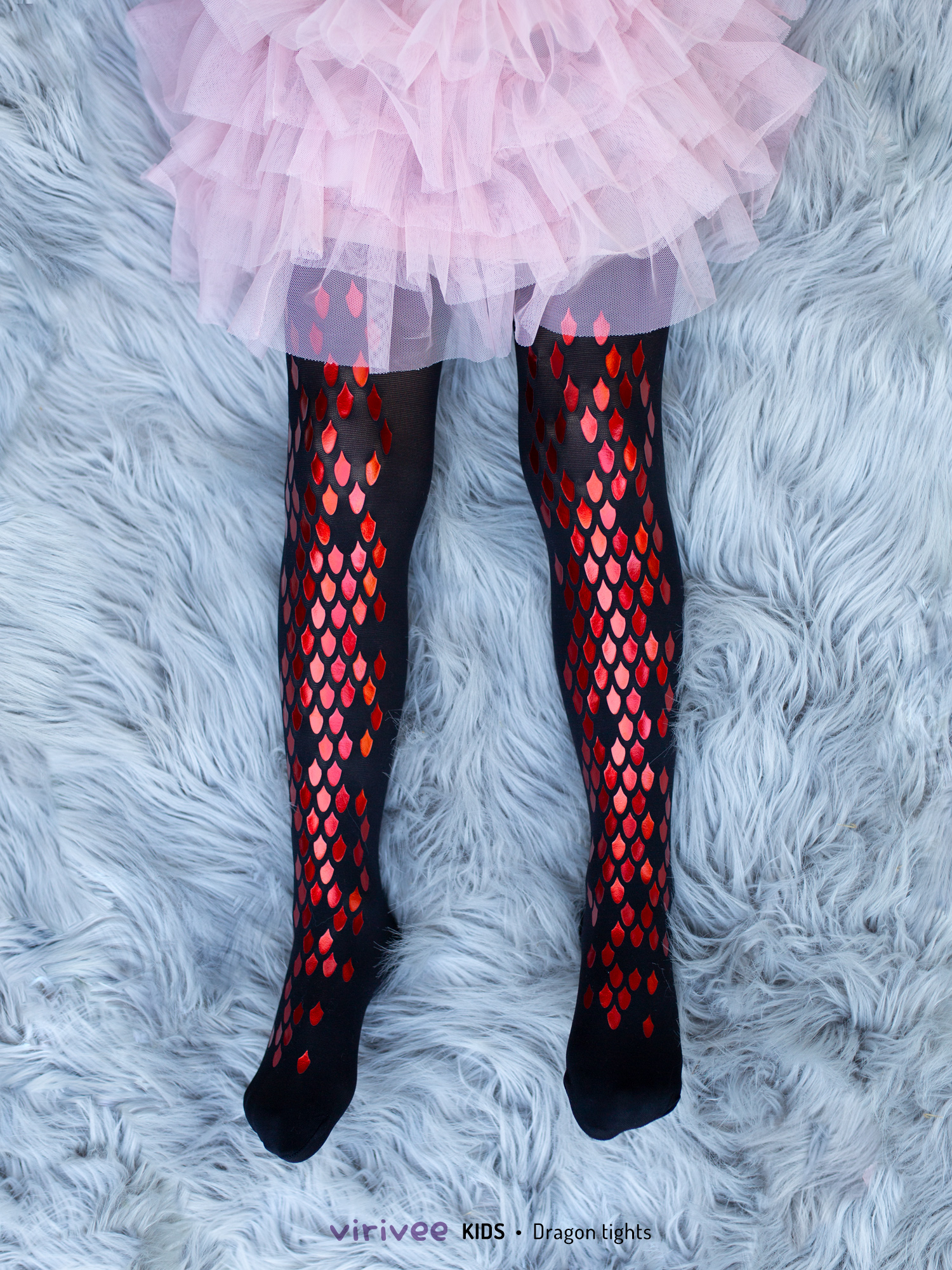 Red dragon tights for girls