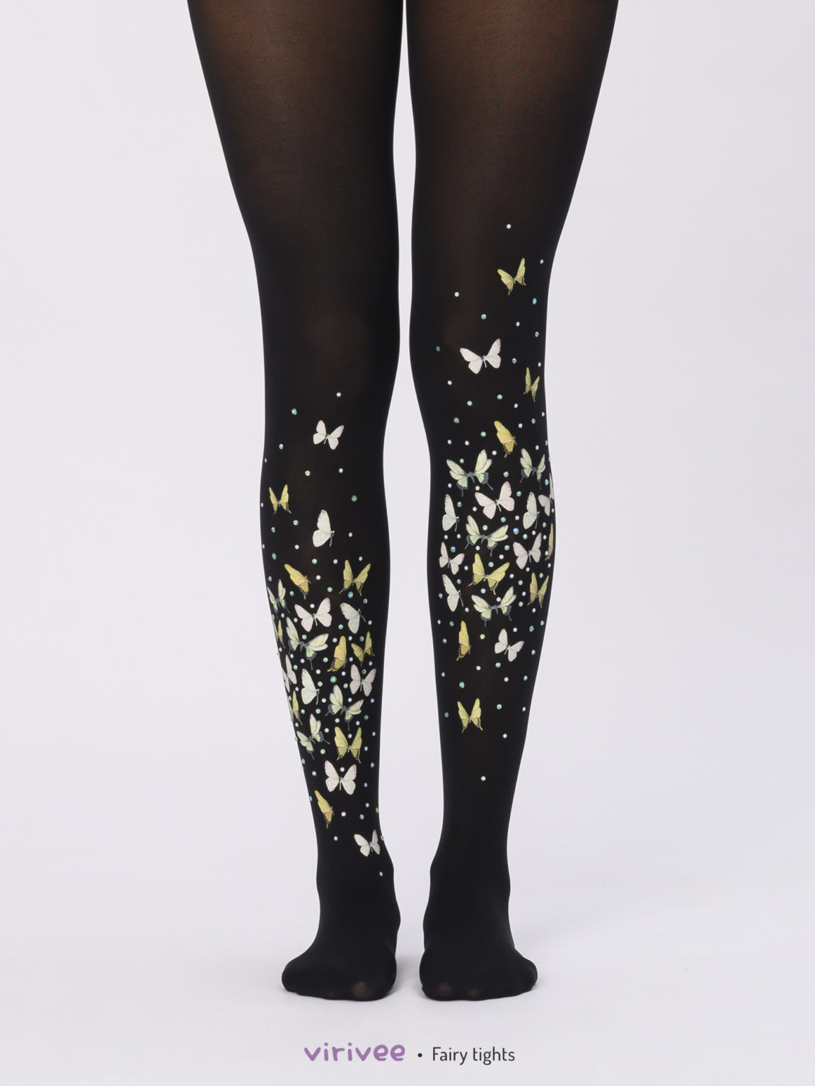 Black Fairy Tights With Rhinestones And Yellow Butterflies - Virivee ...