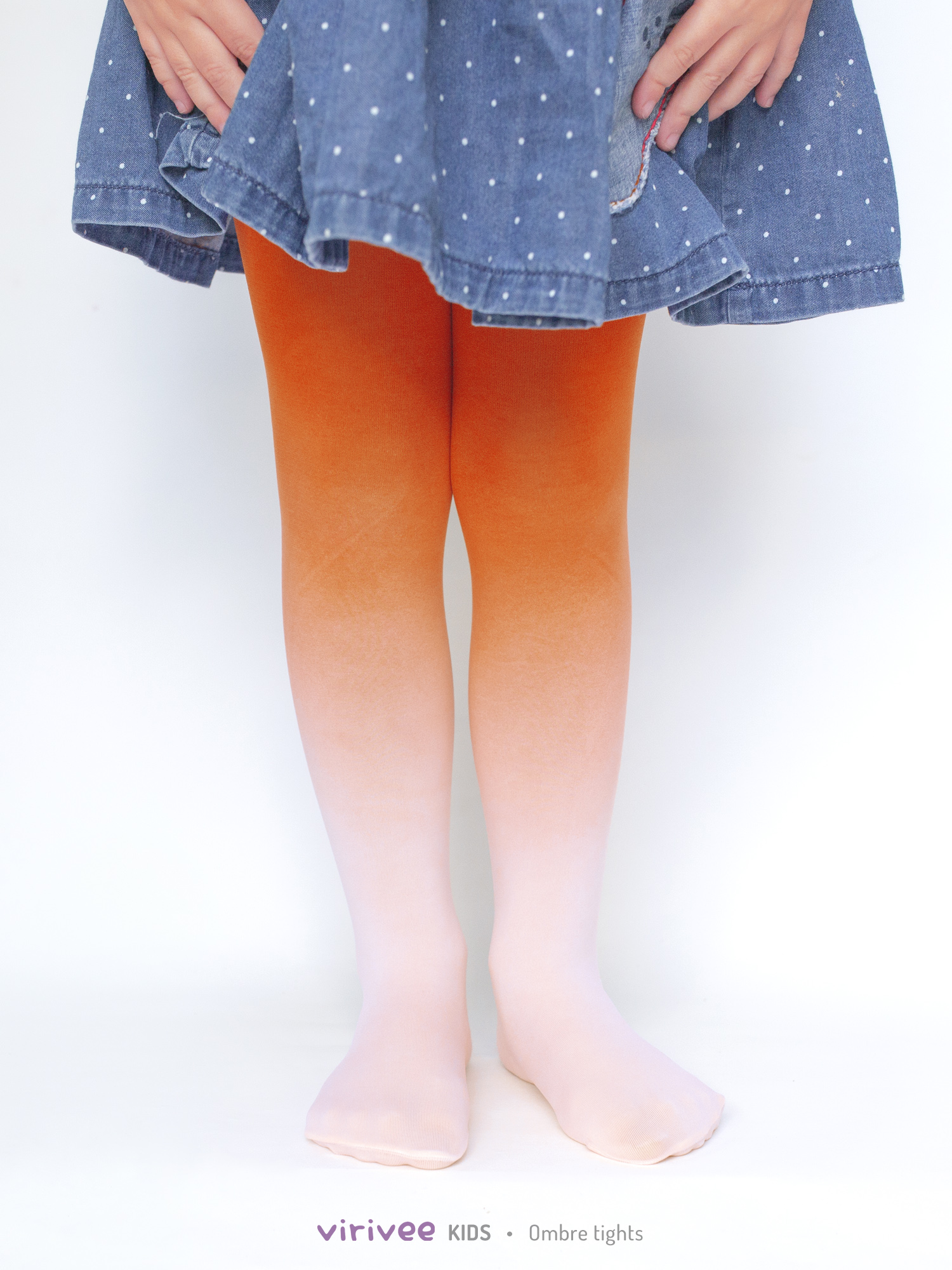 Girls ombre tights ivory-orange