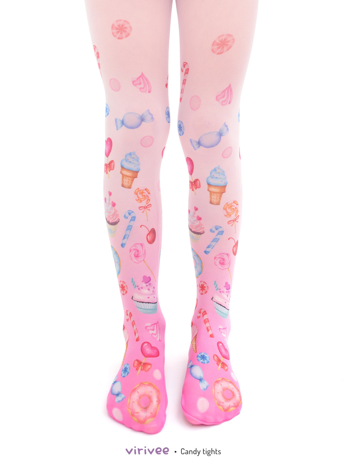 Pink pastel goth tights with candy pattern