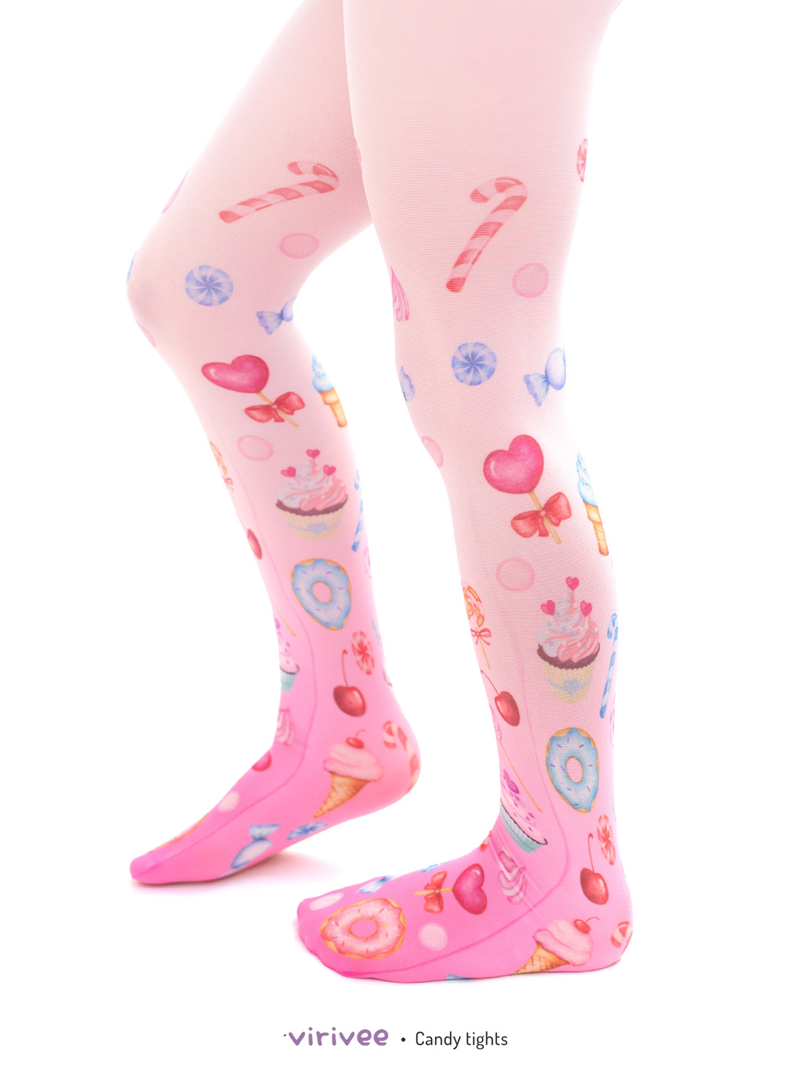 Pink pastel goth tights with candy pattern