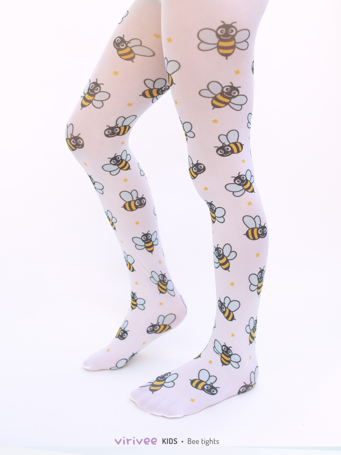 White bee tights for girls