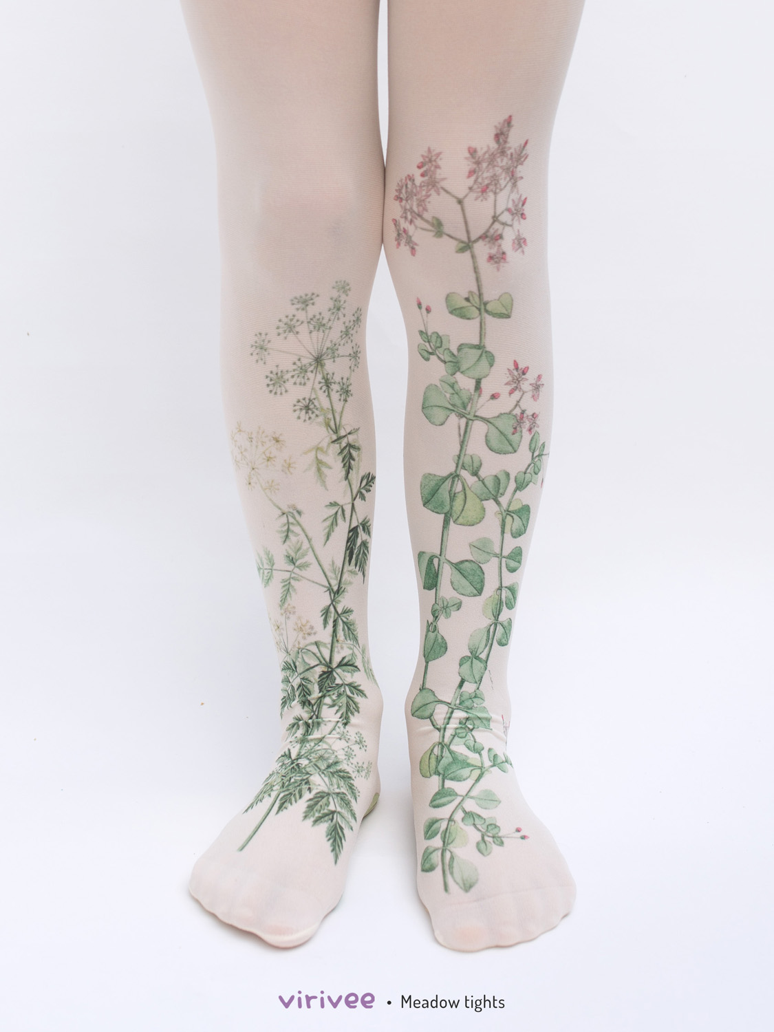 Green meadow tights for girls