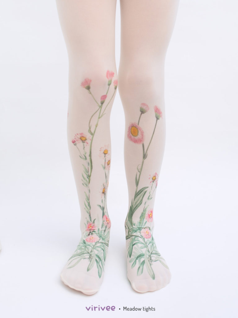 Floral Meadow Tights For Girls - Virivee Tights - Unique Tights ...