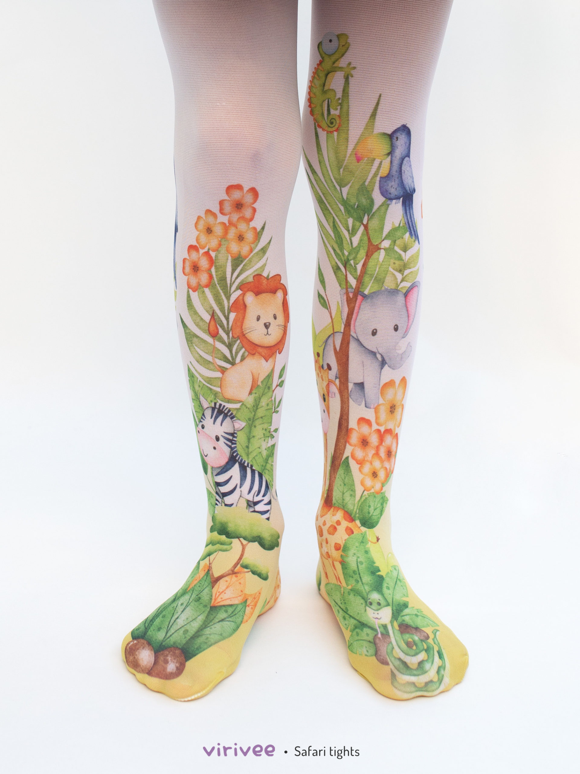 Cute safari animal printed tights for girls