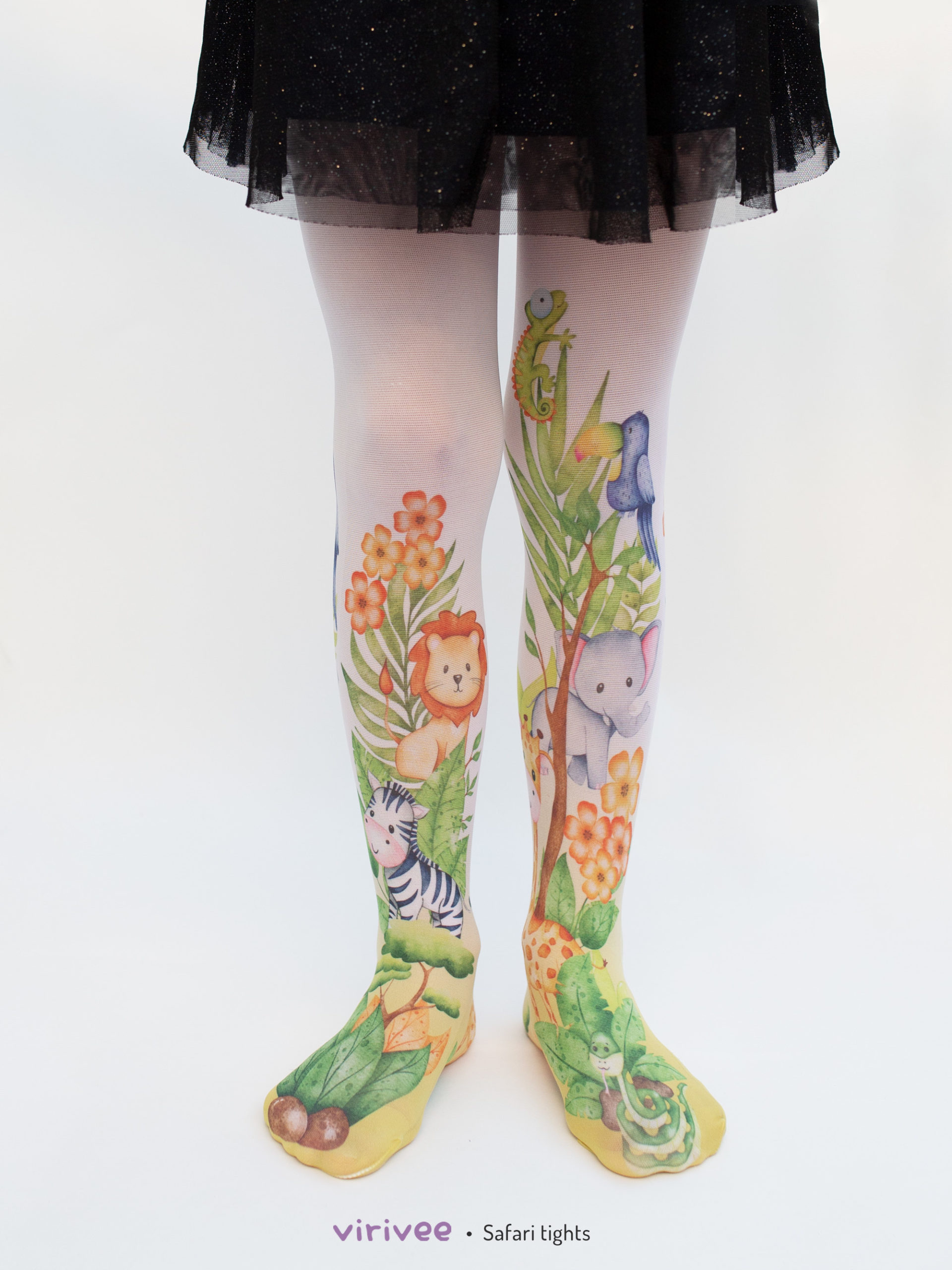 Cute safari animal printed tights for girls