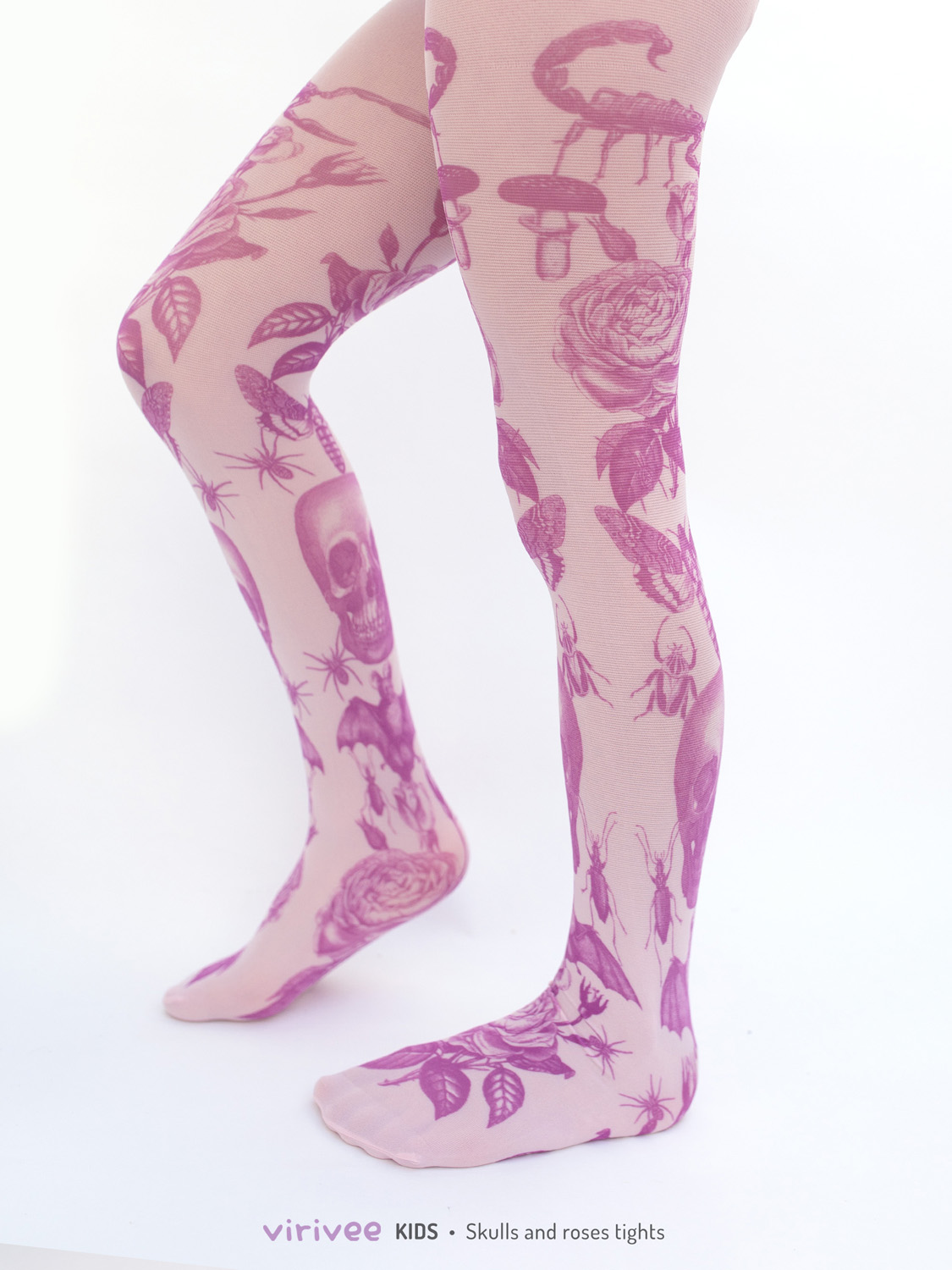 Pale pink gothic tights for girls
