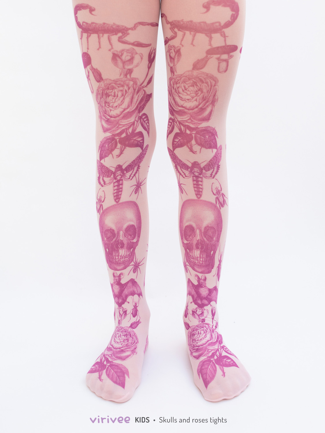 Pale pink gothic tights for girls