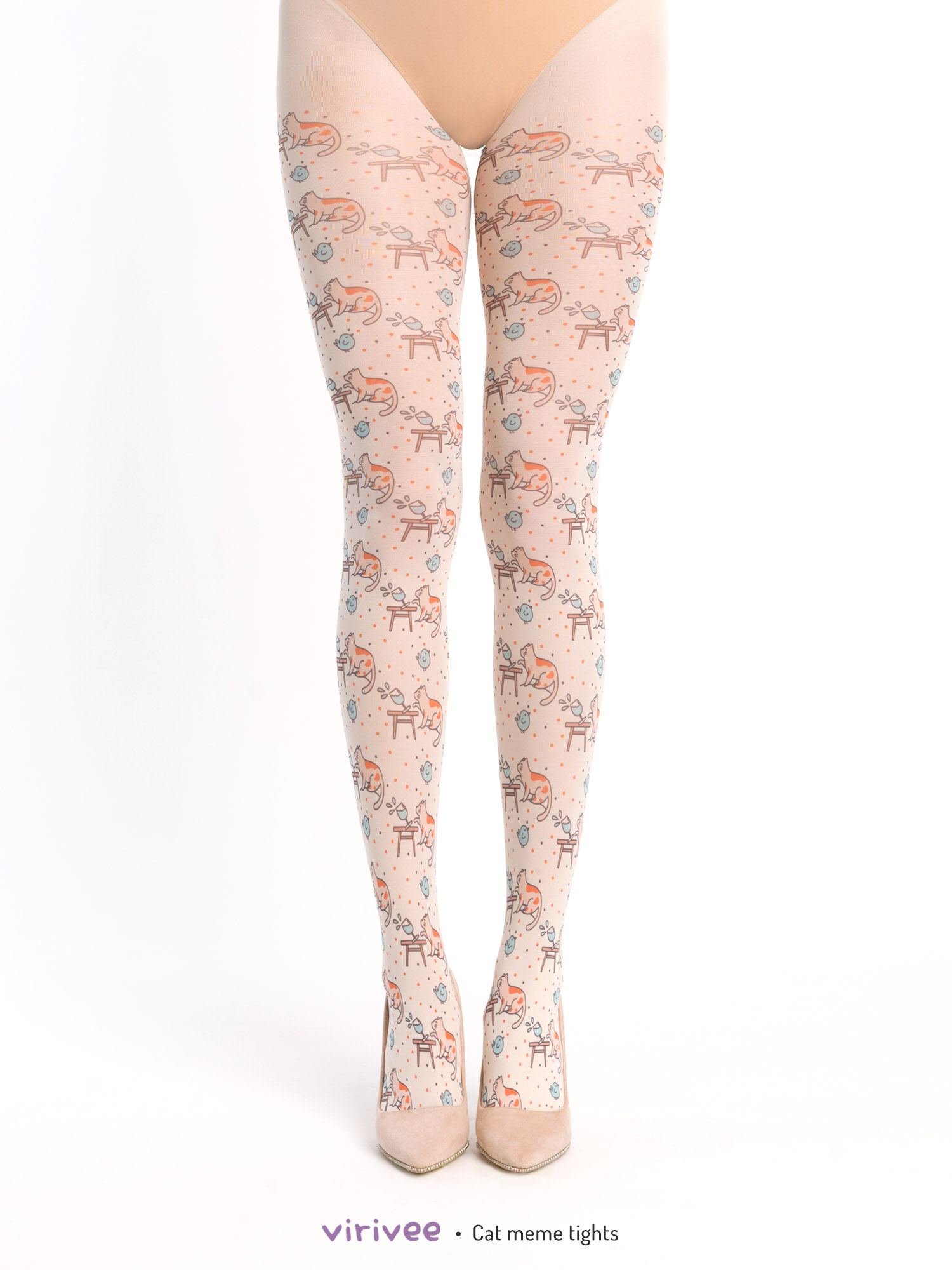 Cat with glass meme tights by Virivee