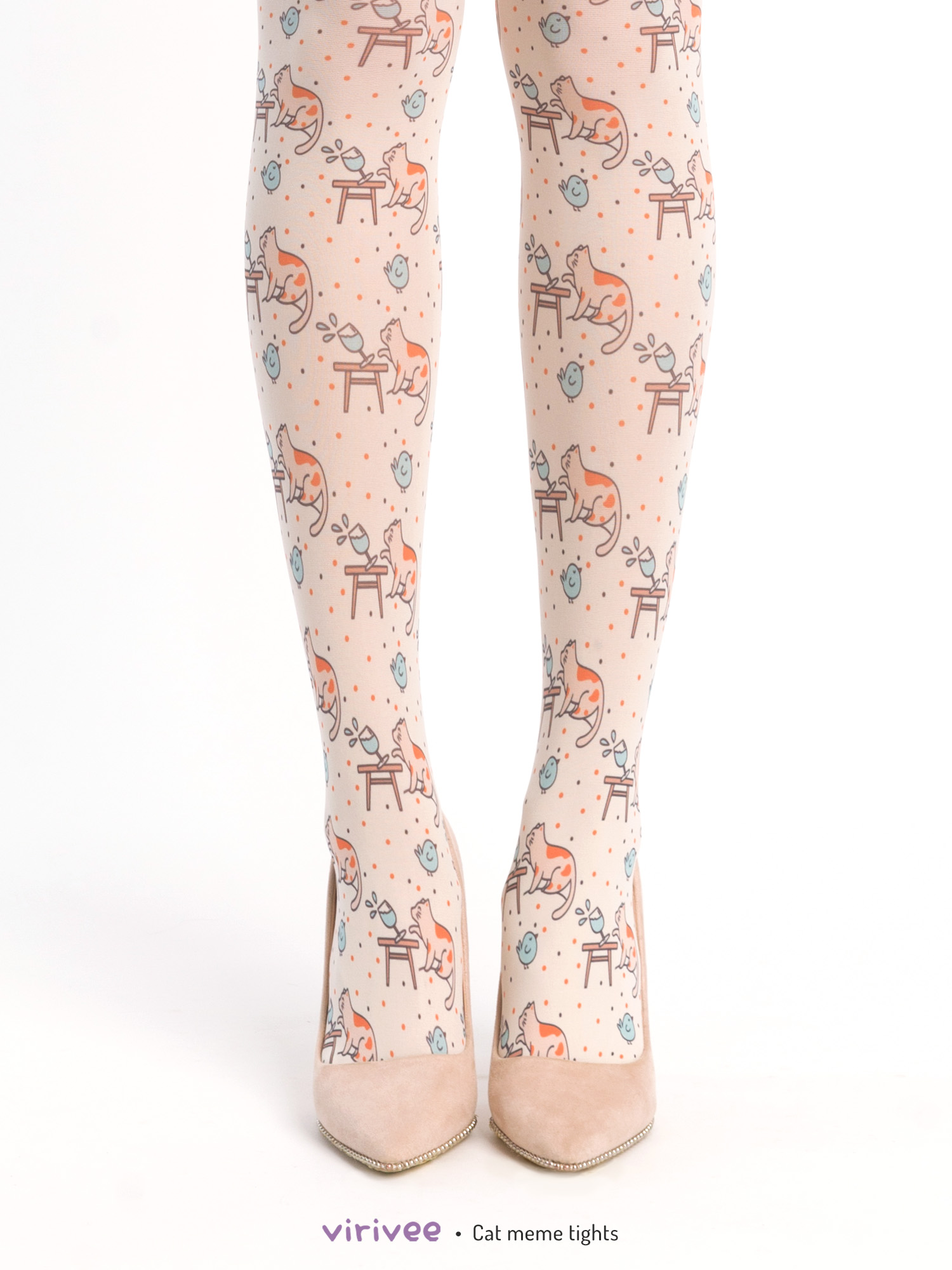 Cat with glass meme tights by Virivee