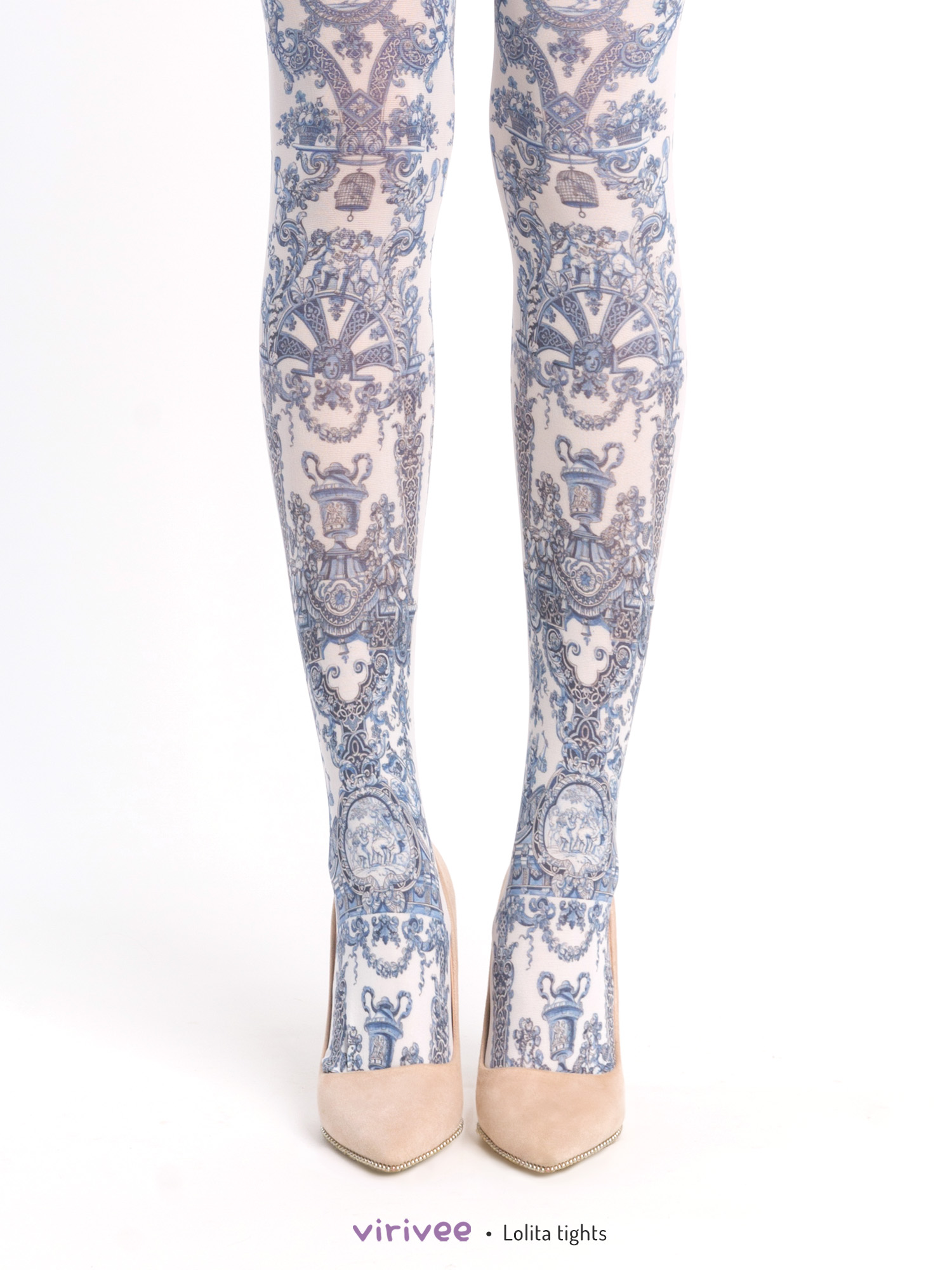 Lolita tights with blue print