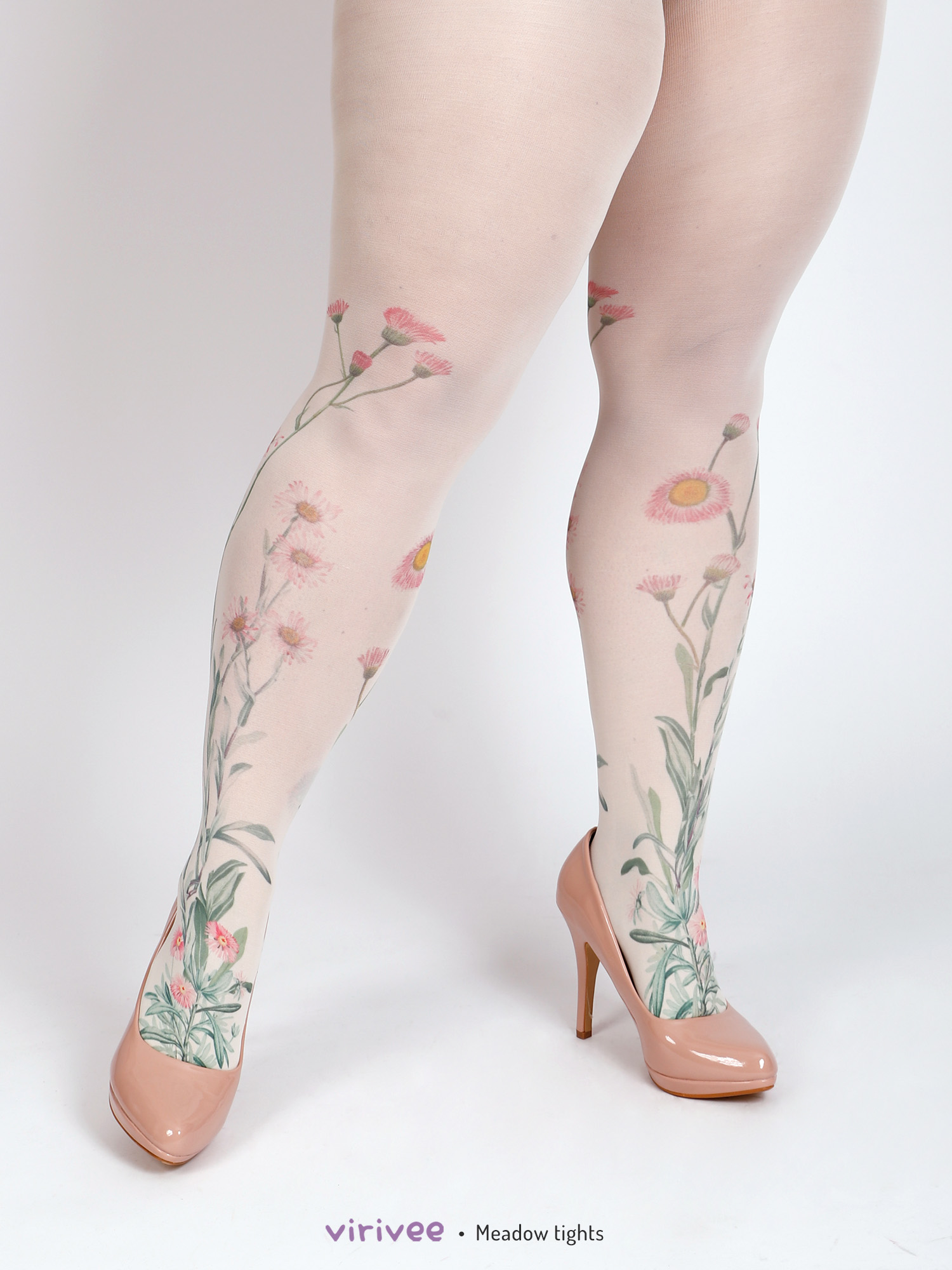 Plus size colourful meadow tights