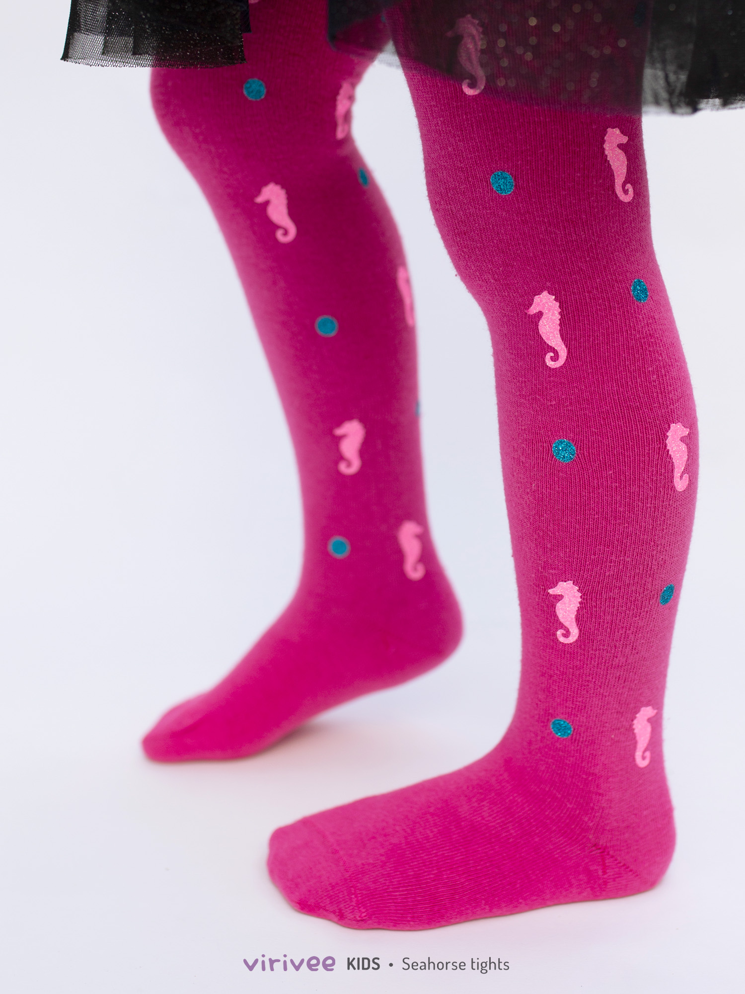 Glitter seahorse tights for girls