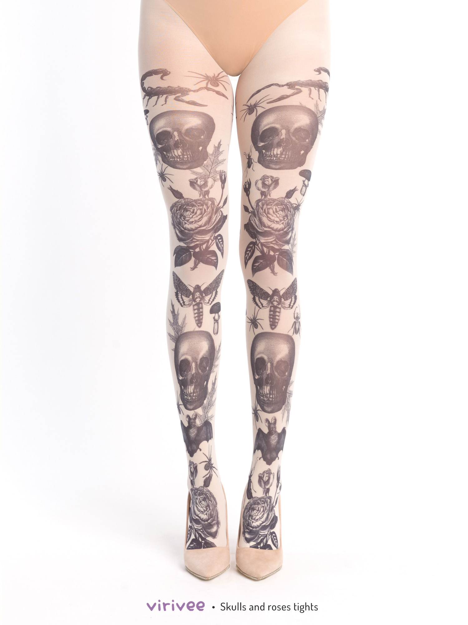 Skulls and roses gothic tights