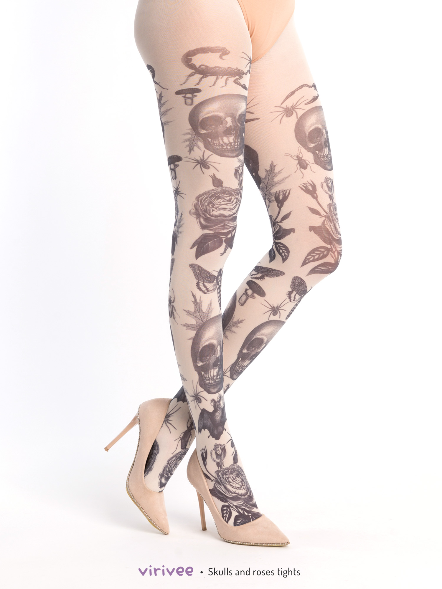Skulls and roses gothic tights